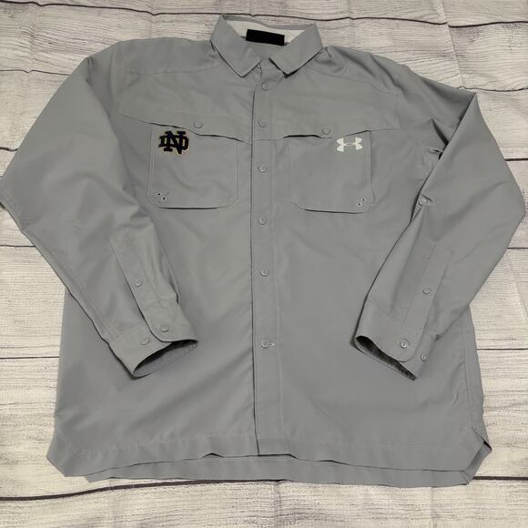 Under Armour Notre Dame Irish Mens Size Medium Tide Chaser Fishing Shirt 1290744 - Picture 1 of 6